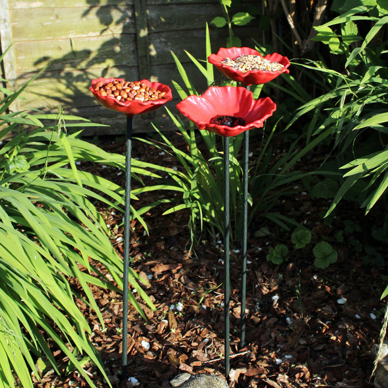 Afbeelding Drinkvoederschaal red poppies 15 cm door Tuinadvies.be