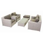 Loungeset Salon Ecru rattan - tafelblad gehard glas