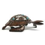 Wanddecoratie schildpad met blauwe parels